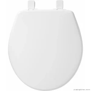 Plastic Round Toilet Seat with Easy-Clean Cover - White 730SLEC 000 Bemis