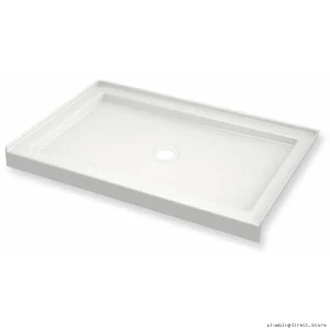 Pre-Sloped White Right Corner Shower Base with Center Drain - B3Square Model 6036