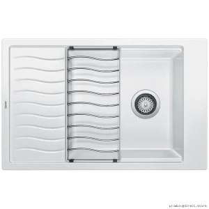 Blanco White Silgranit Single Bowl Sink with Drainboard - Dual Mount Design
