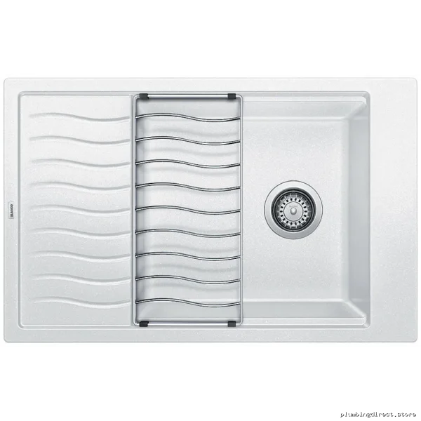 Blanco White Silgranit Single Bowl Sink with Drainboard - Dual Mount Design