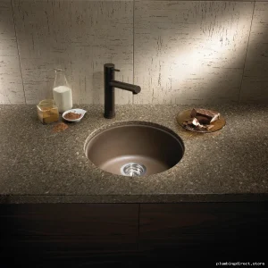 Dual Mount Round Silgranit Kitchen Sink in White - Rondo