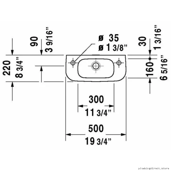 White Single-Hole Handrinse Washbasin (Right Mount) - D-Code 07065000082 by Duravit - Image 3