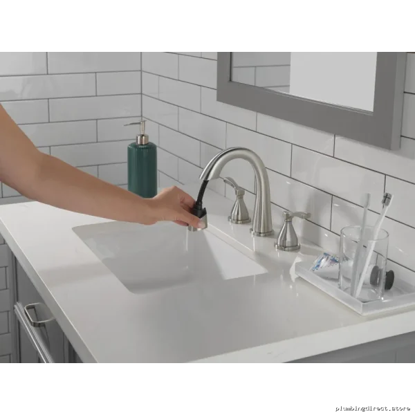 Sryker Wide Spread Bathroom Faucet with Pull Down Spray | Durable Lumiconate Stainless Steel Delta Valve