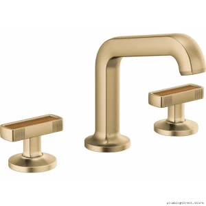 Widespread Bathroom Faucet Handles with Wood Inlay - Kintsu Brilliance Luxe Gold Faucet Knob Kit HI5306-GLWD