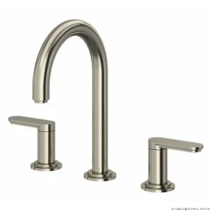 C-Spout Lever Handle Widespread Bathroom Faucet, 1.2 GPM Low-Flow Kitchen Faucet - Brushed Nickel