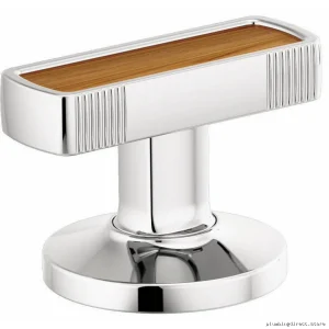WideSpread Chrome Bathroom Faucet Handles With Wood Design