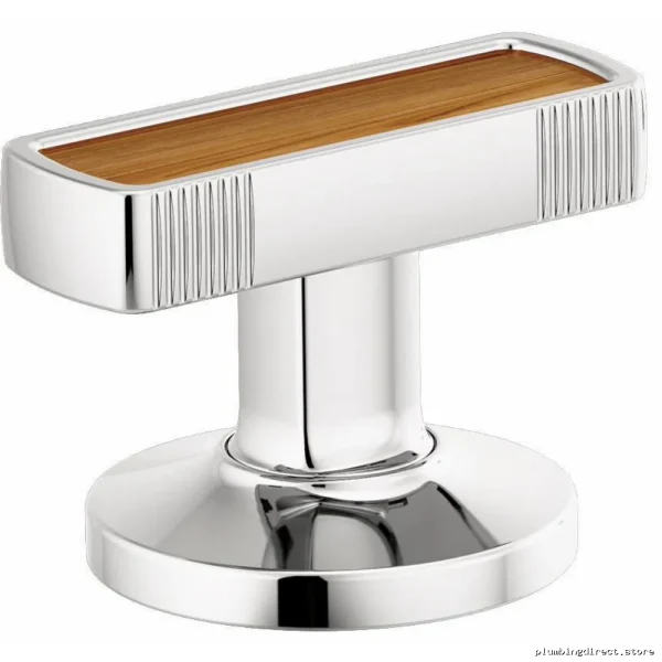 WideSpread Chrome Bathroom Faucet Handles With Wood Design