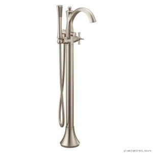 Wynford Brushed Nickel Floor Mount Tub Filler - Moen 655BN Easy Install