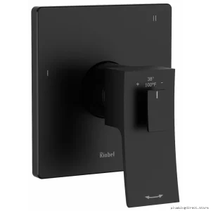 Zendo Black Thermostatic Valve Trim with 3 Functions - TZOTQ47BK RIOBEL