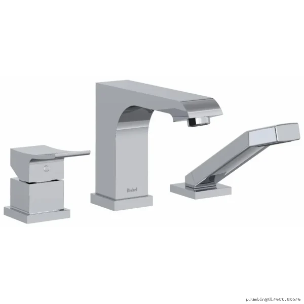 Zendo Chrome 3-Hole Deck Mount Tub Filler with Handshower Trim