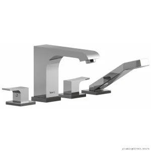 Zendo Chrome Deck Mount Tub Filler 4-Hole Lever Handle Faucet ZO12C RIOBEL