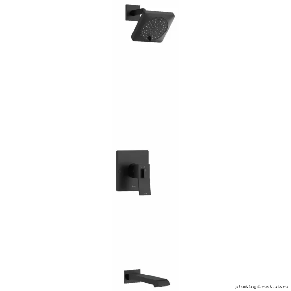 Zendo Black Thermostatic Tub & Shower Faucet - KIT4744ZOTQBK RIOBEL, Adjustable Temp Control