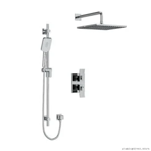 Zendo Thermostatic Dual Coaxial Shower Kit – Chrome Design, KIT483ZOTQC-6 RIOBEL