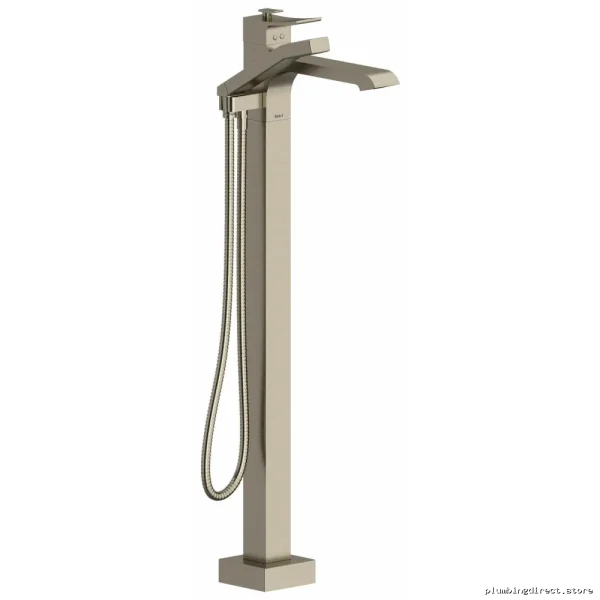 Zendo Single Hole Floor-Mount Tub Filler Trim - Premium Brushed Nickel TZO39BN RIOBEL