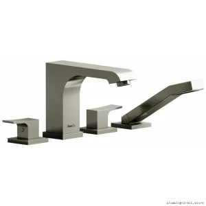 Zendo ZO12BN Deck Mount Tub Filler - 4-Hole Lever Handles in Brushed Nickel by RIOBEL