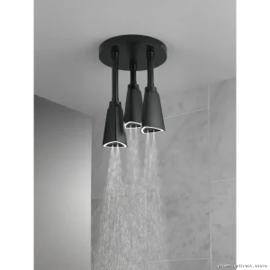 Zura H2Okinetic Pendant Shower Head - Matte Black Water-Saving Fixture