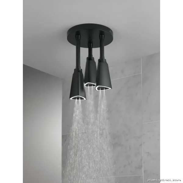 Zura H2Okinetic Pendant Shower Head - Matte Black Water-Saving Fixture