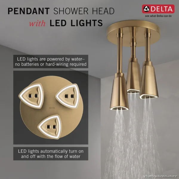 Zura High-Powered Rainfall Shower w/Pendant Mount & Champag Bronz Finish - Image 2