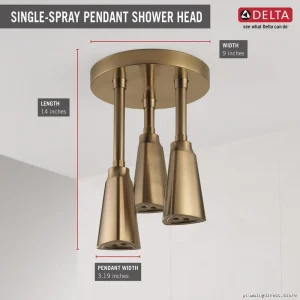 Zura High-Powered Rainfall Shower w/Pendant Mount & Champag Bronz Finish