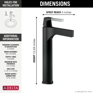Zura Modern Chrome & Black Vessel Sink Faucet - 774-CS-DST Delta