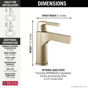Zura Modern Single-Hole Bath Faucet in Elegant Champagne Bronze Finish