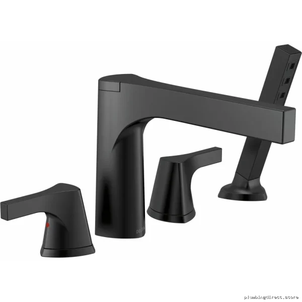 Zura Roman Tub Faucet Trim w/ Hand Shower - Sleek Matte Black Design T4774-BL Delta