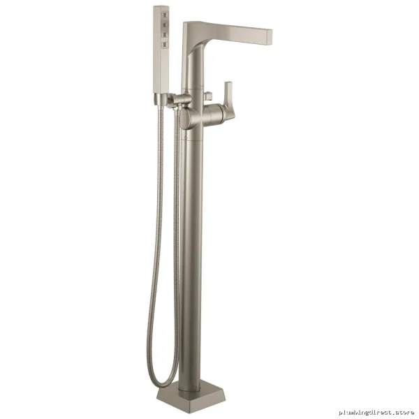 Zura Standalone Tub Floor Mount Filler System with Hand Shower - Stainless T4774-SSFL Delta - Image 3
